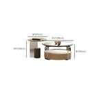 Brown Beige Elegant Round Wood Coffee Table with Storage