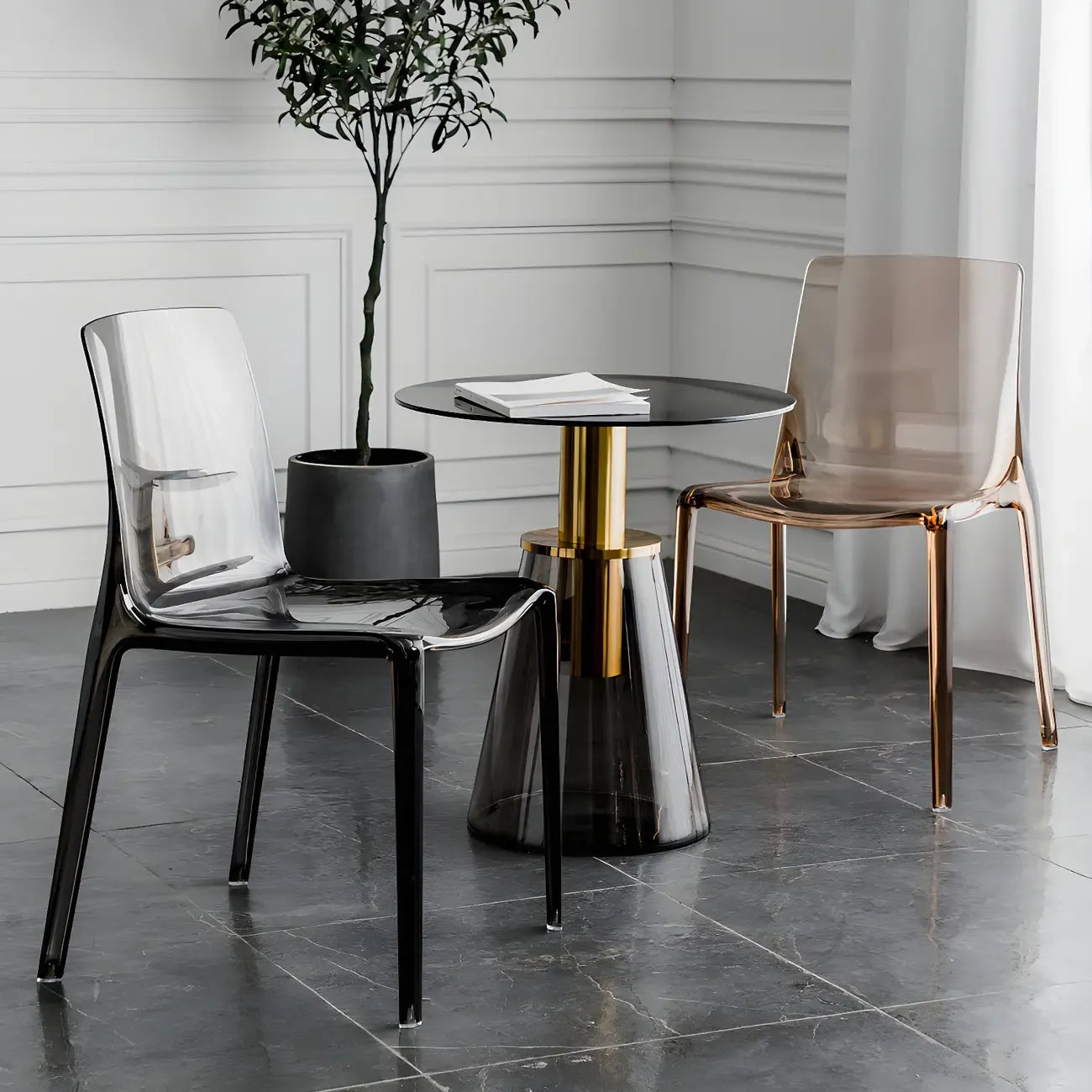 Amber Acrylic Armless Low Back Dining Chair