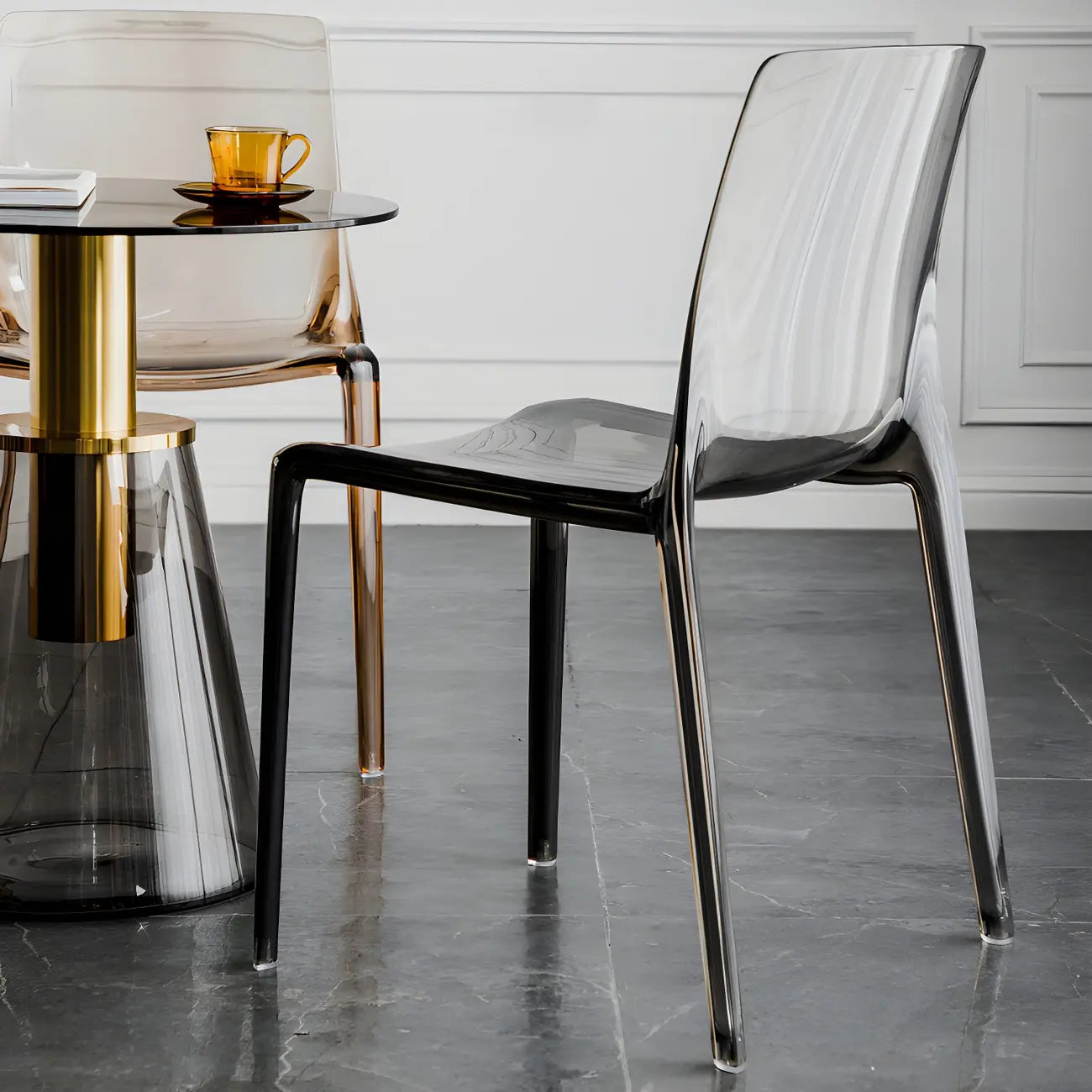 Amber Acrylic Armless Low Back Dining Chair