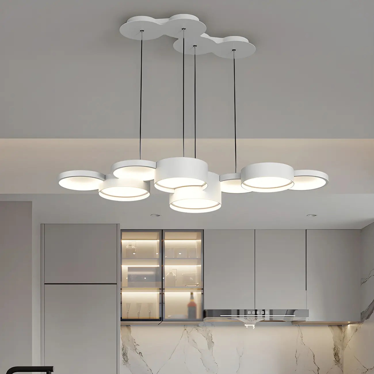 8-Light Modern White LED Island Pendant Light for Kitchen