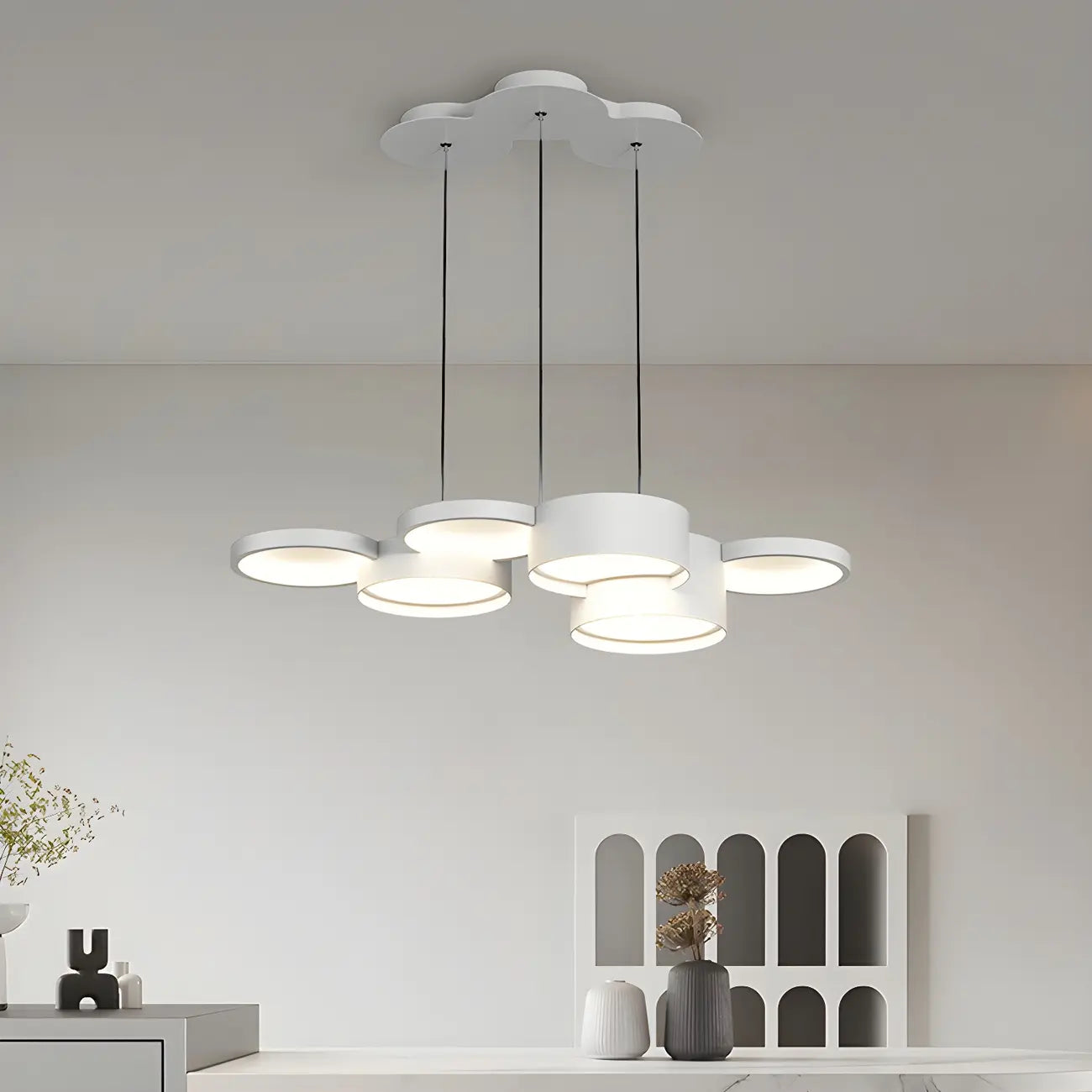 8-Light Modern White LED Island Pendant Light for Kitchen