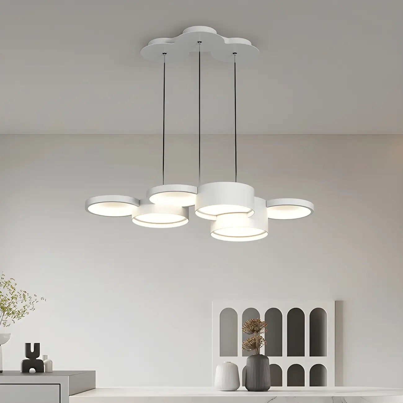 8-Light Modern White LED Island Pendant Light for Kitchen