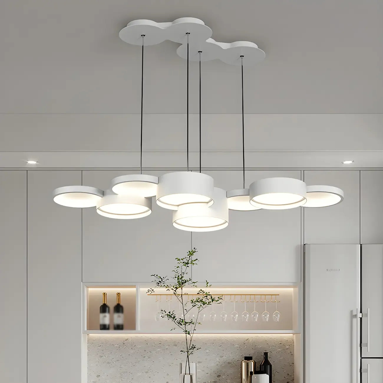8-Light Modern White LED Island Pendant Light for Kitchen