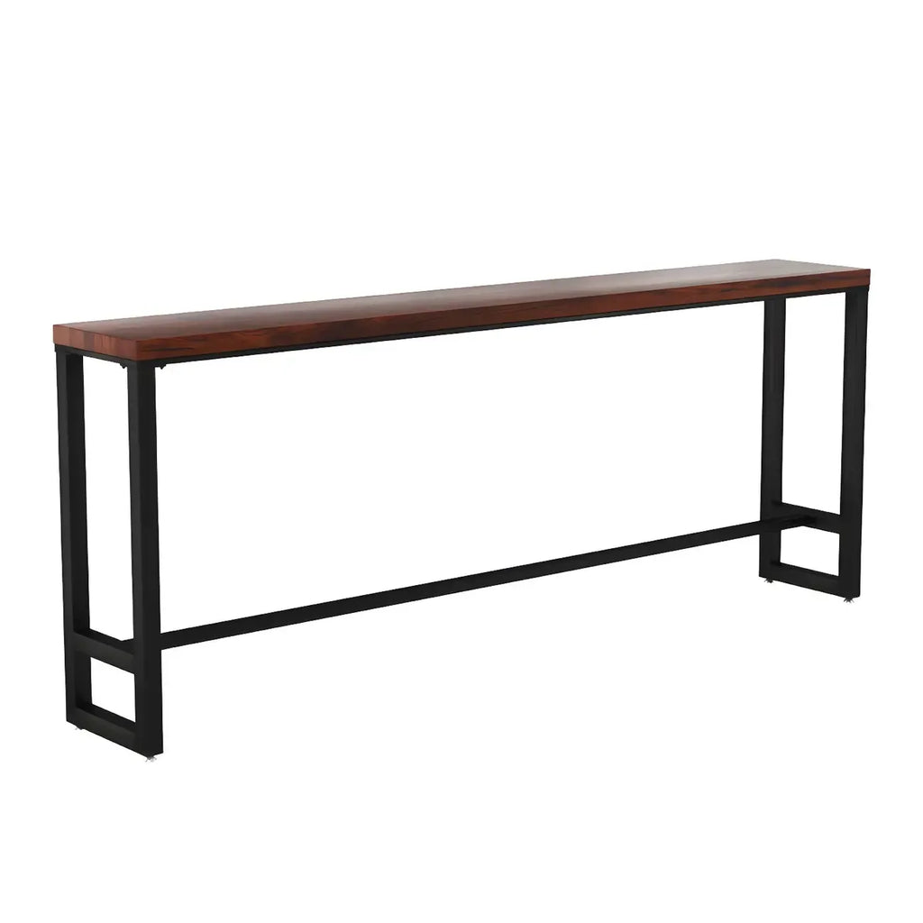 Rectangle Brown Wooden Bar Table With Footrest