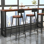 Rectangle Brown Wooden Bar Table With Footrest
