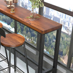 Rectangle Brown Wooden Bar Table With Footrest