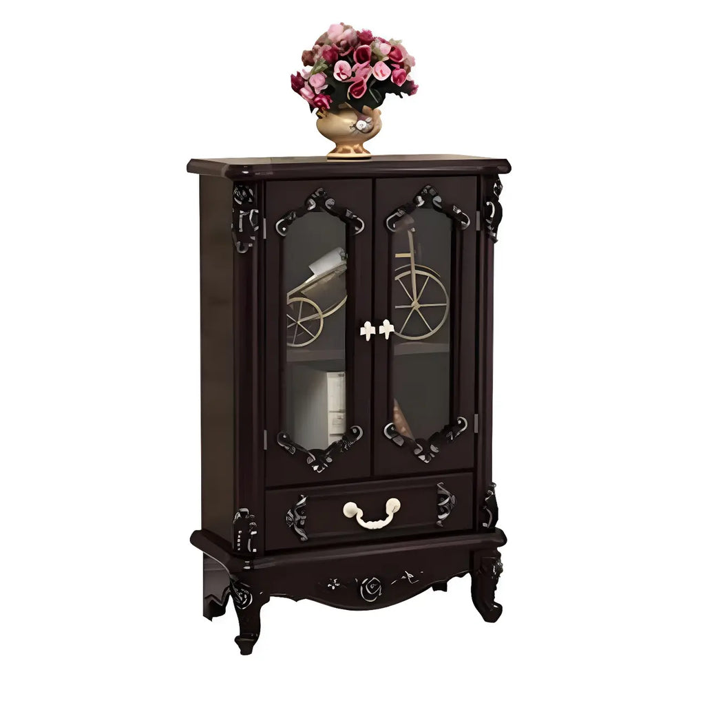 Classic White Wood Storage Display Cabinet with Drawer