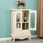 Classic White Wood Storage Display Cabinet with Drawer