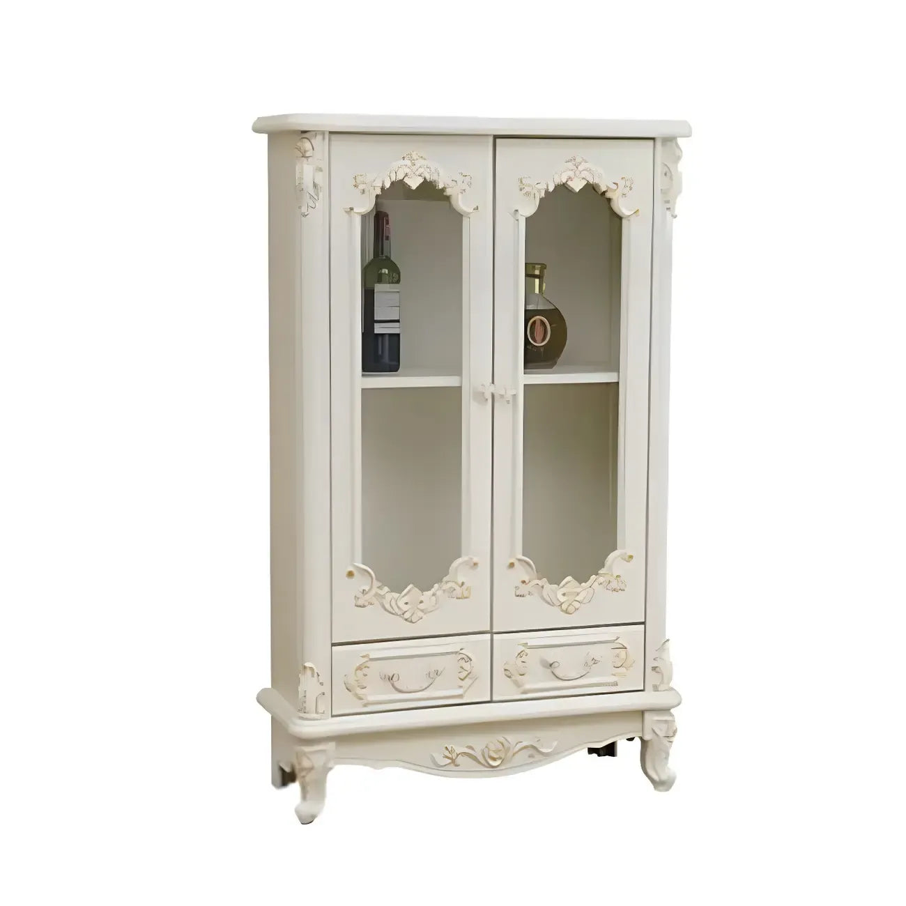 Classic White Wood Storage Display Cabinet with Drawer