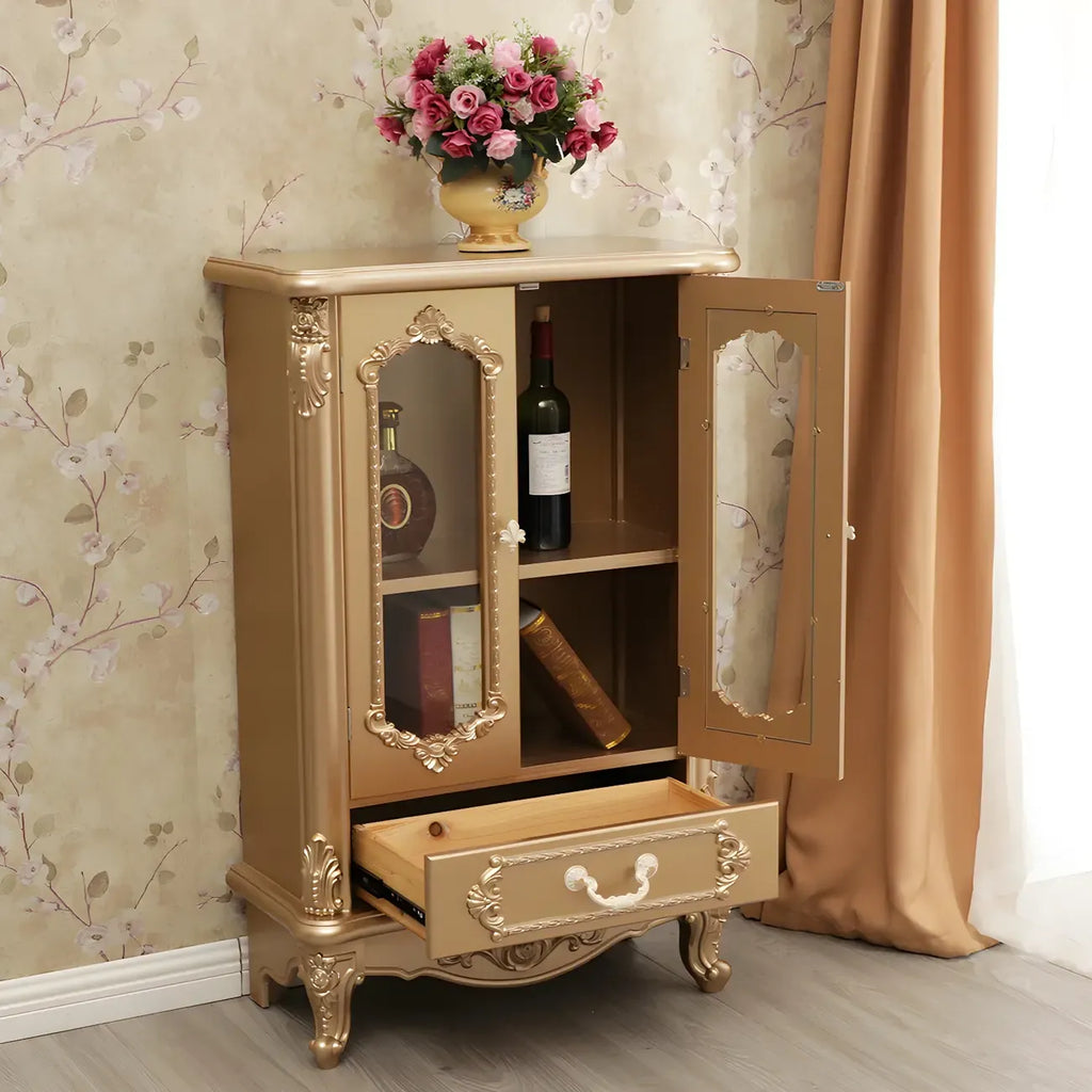 Classic White Wood Storage Display Cabinet with Drawer