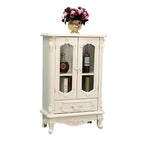 Classic White Wood Storage Display Cabinet with Drawer