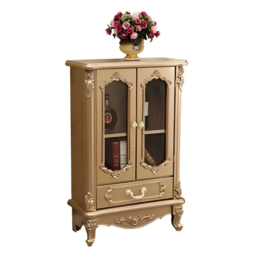 Classic White Wood Storage Display Cabinet with Drawer