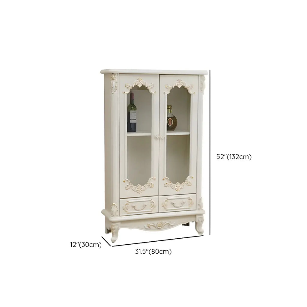 Classic White Wood Storage Display Cabinet with Drawer