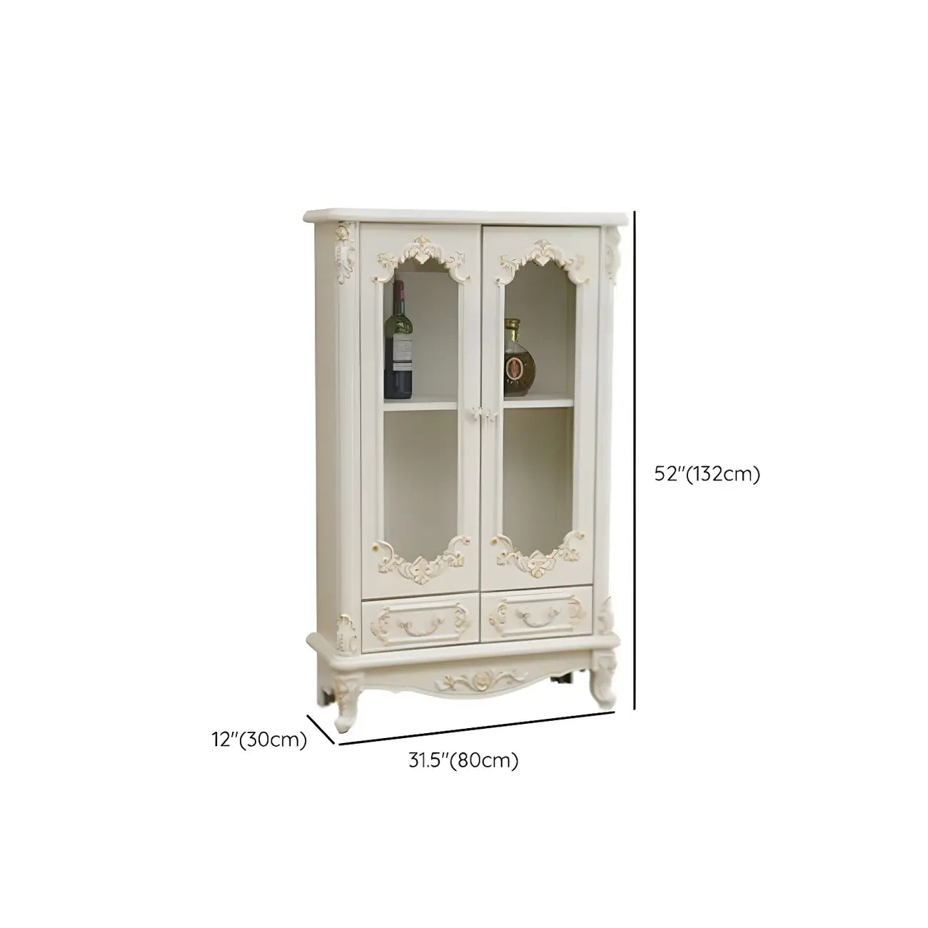 Classic White Wood Storage Display Cabinet with Drawer