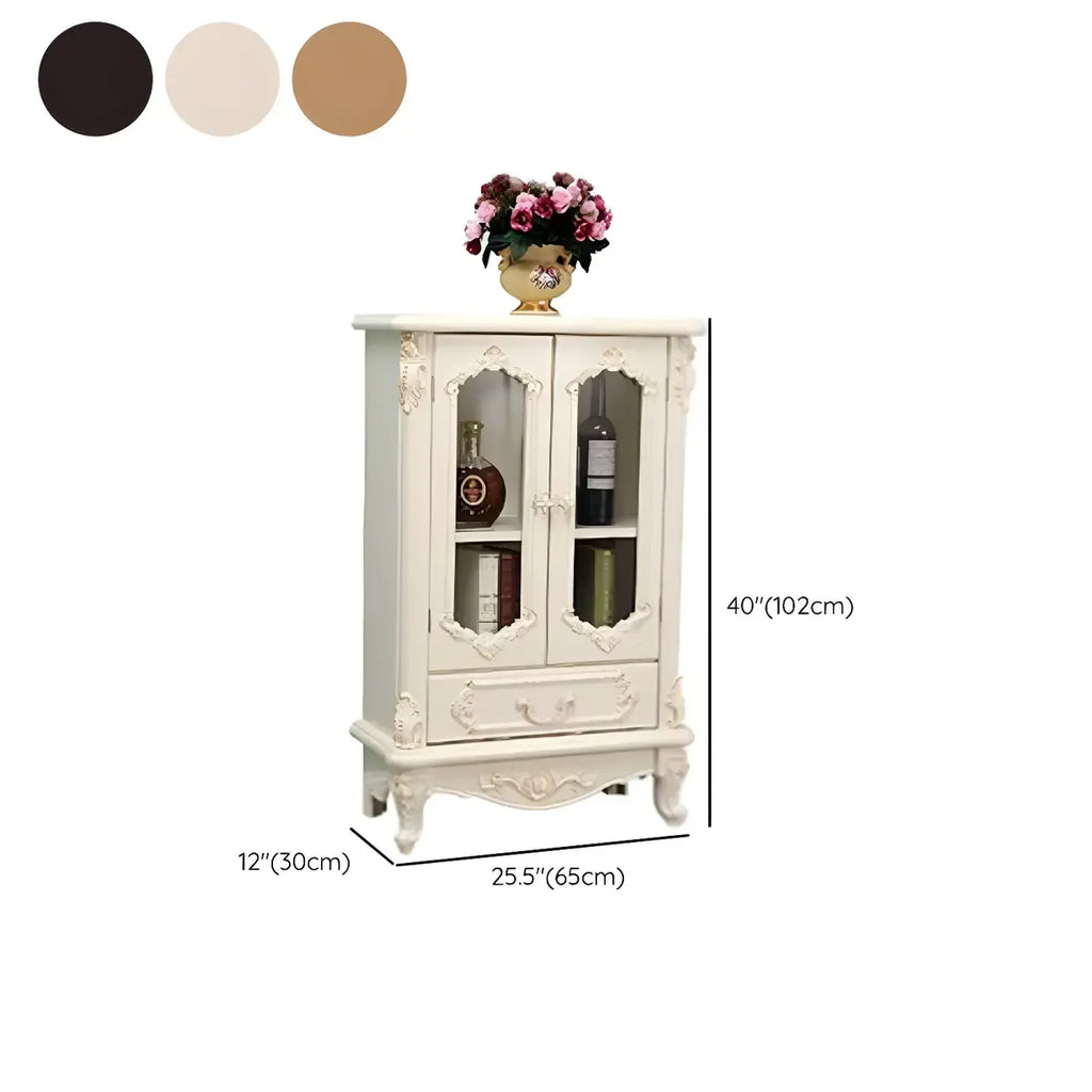 Classic White Wood Storage Display Cabinet with Drawer