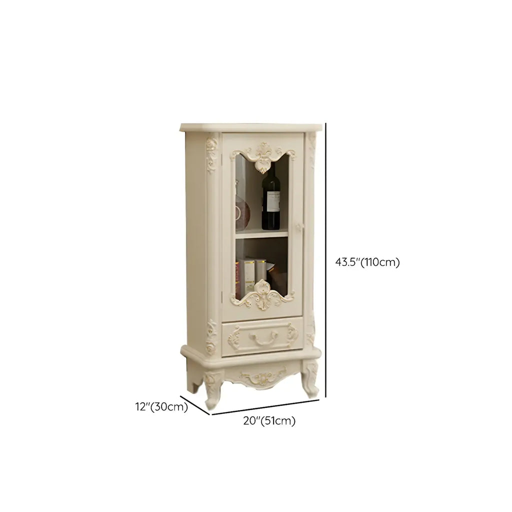Classic White Wood Storage Display Cabinet with Drawer