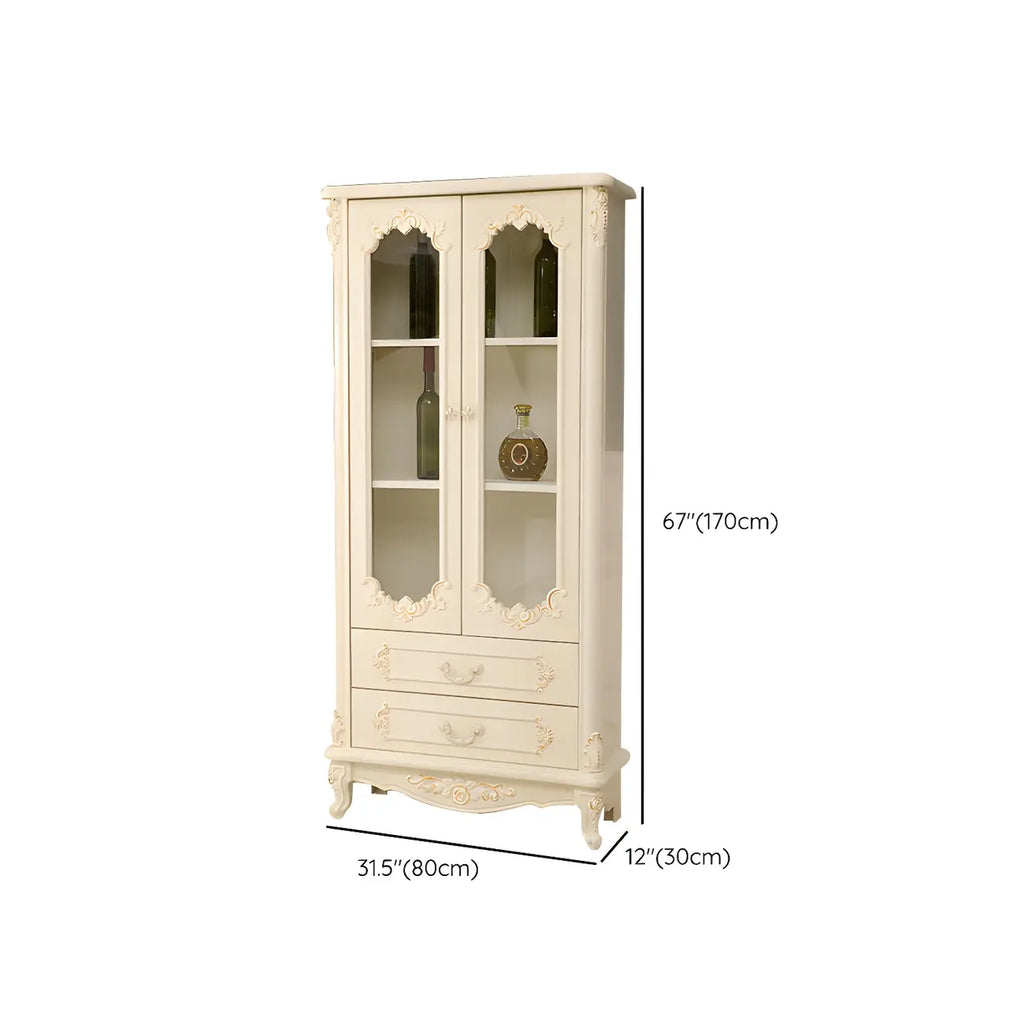 Classic White Wood Storage Display Cabinet with Drawer