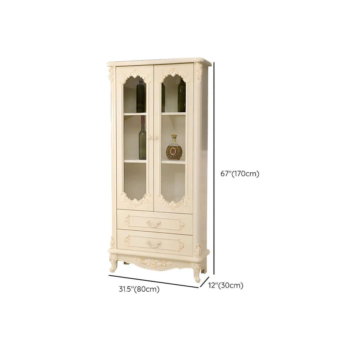 Classic White Wood Storage Display Cabinet with Drawer