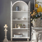 Classic White Arched Glass Doors Wooden Display Cabinet