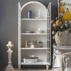 Classic White Arched Glass Doors Wooden Display Cabinet