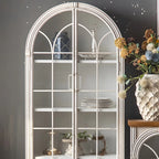 Classic White Arched Glass Doors Wooden Display Cabinet