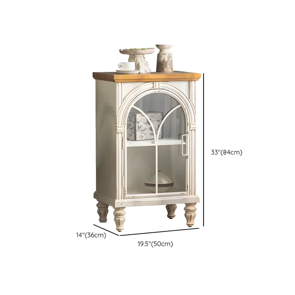 Classic White Arched Glass Doors Wooden Display Cabinet