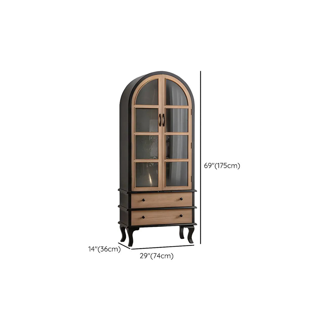 Classic White Arched Glass Doors Wooden Display Cabinet