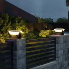 Contemporary Solar Black Metal Round Outdoor Post Lights