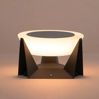 Contemporary Solar Black Metal Round Outdoor Post Lights