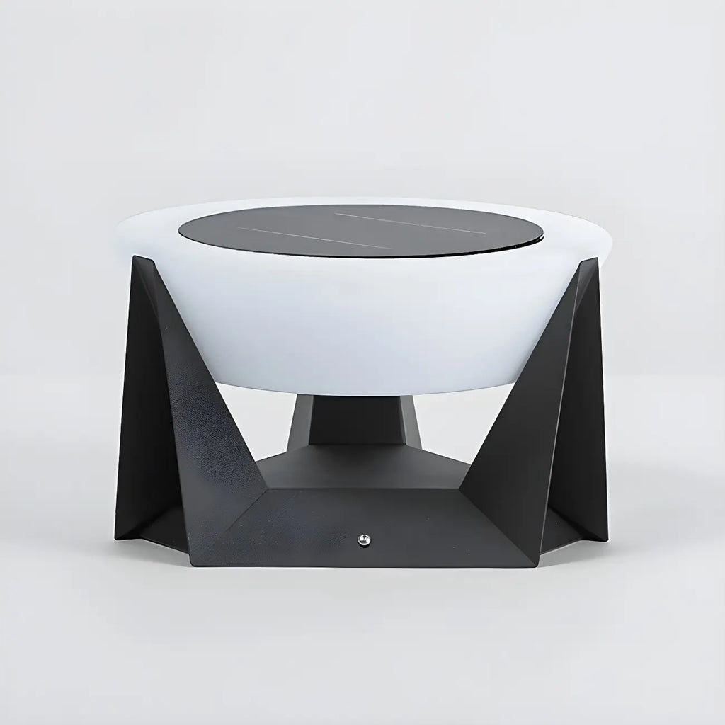Contemporary Solar Black Metal Round Outdoor Post Lights