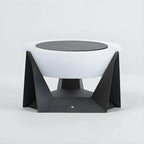 Contemporary Solar Black Metal Round Outdoor Post Lights