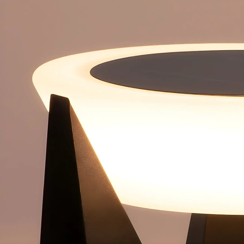Contemporary Solar Black Metal Round Outdoor Post Lights