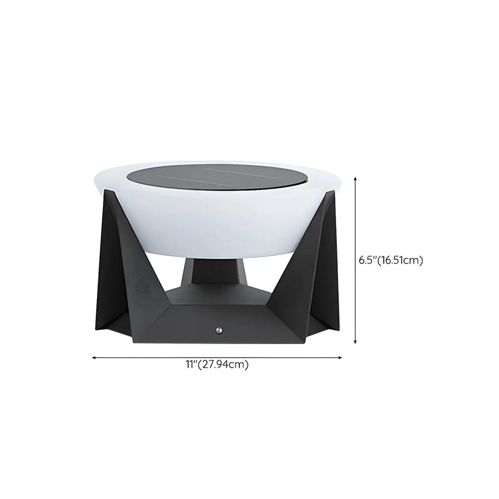 Contemporary Solar Black Metal Round Outdoor Post Lights