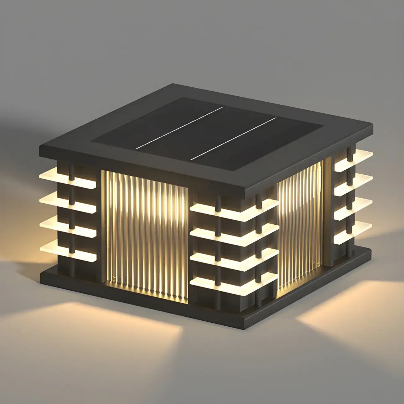 Contemporary Warm Light Square Black Outdoor Post Lights