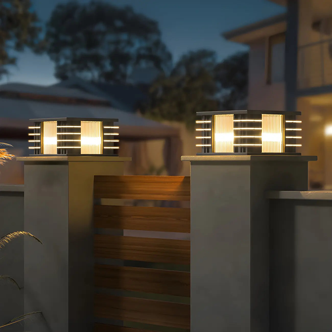Contemporary Warm Light Square Black Outdoor Post Lights