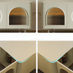 94.5 White Wood Arched Display Niches TV Stand with Cabinets