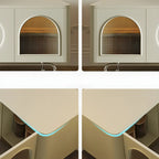 94.5 White Wood Arched Display Niches TV Stand with Cabinets