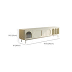 94.5 White Wood Arched Display Niches TV Stand with Cabinets