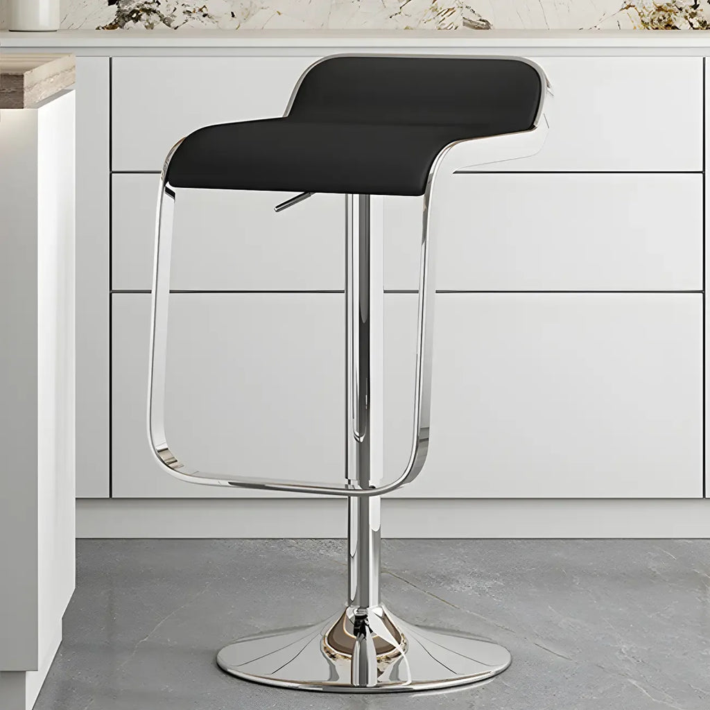 Leather Low Back Metal Adjustable Swivel Bar Stools