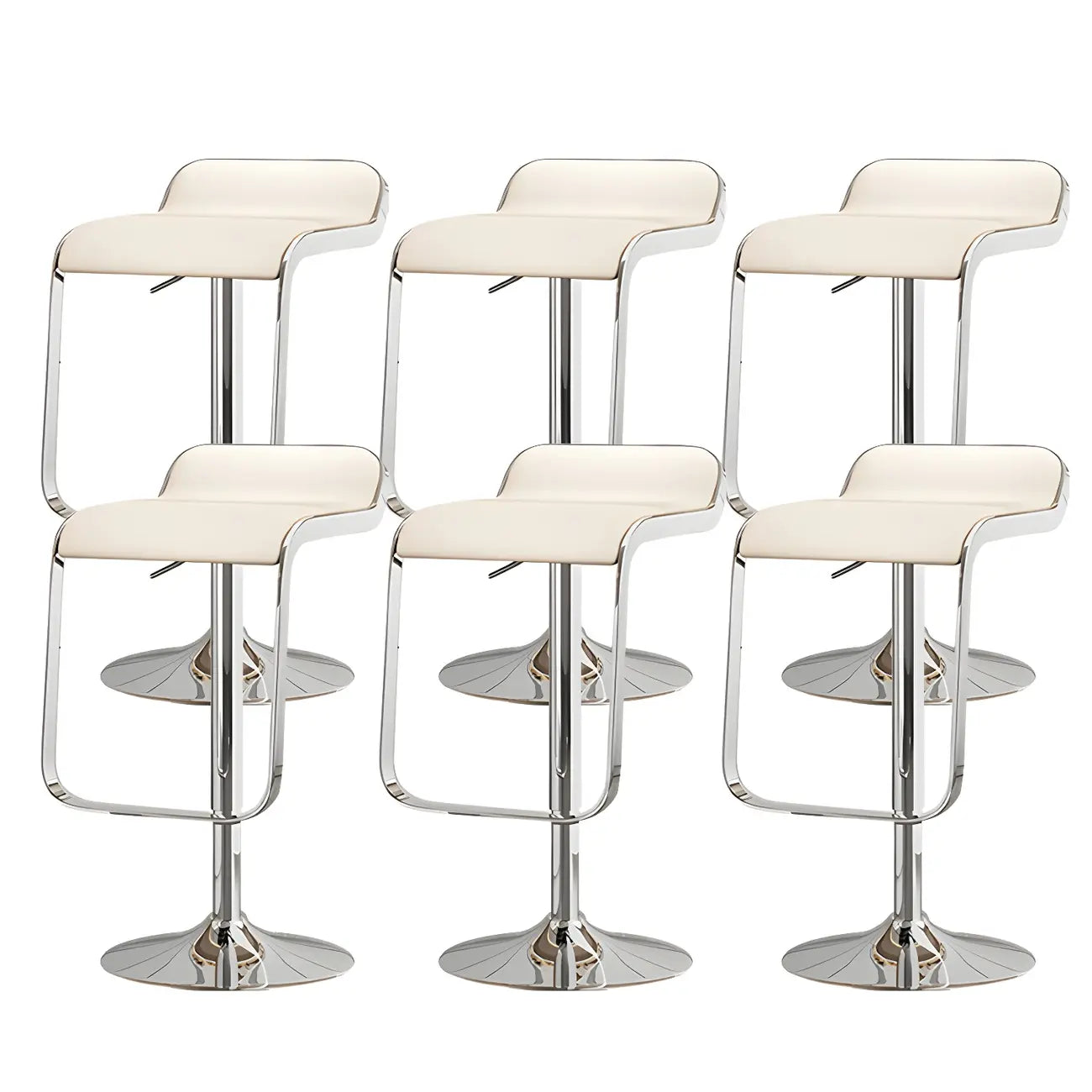 Leather Low Back Metal Adjustable Swivel Bar Stools