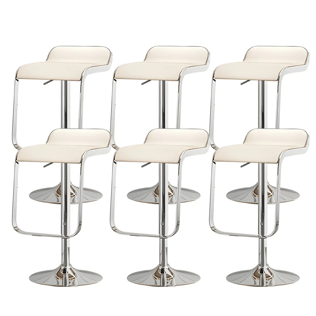 Leather Low Back Metal Adjustable Swivel Bar Stools