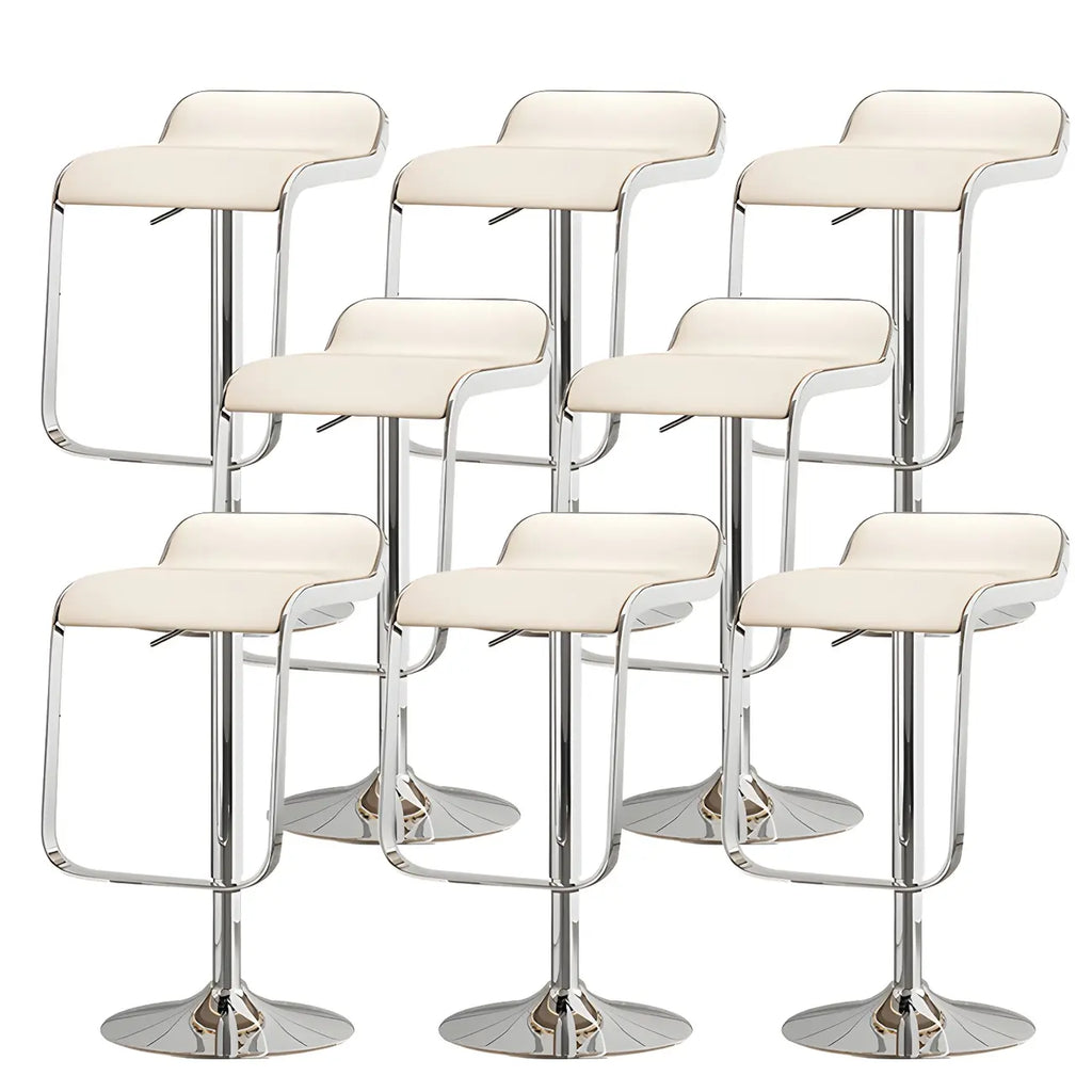 Leather Low Back Metal Adjustable Swivel Bar Stools