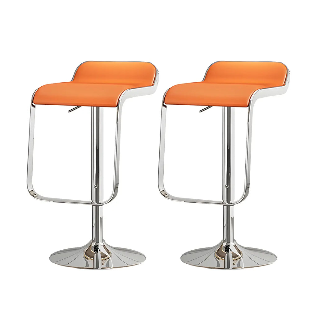 Leather Low Back Metal Adjustable Swivel Bar Stools