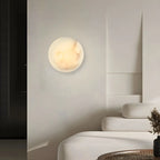 Contemporary LED Round Beige Stone Wall Sconce