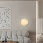 Contemporary LED Round Beige Stone Wall Sconce
