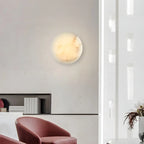 Contemporary LED Round Beige Stone Wall Sconce