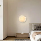 Contemporary LED Round Beige Stone Wall Sconce