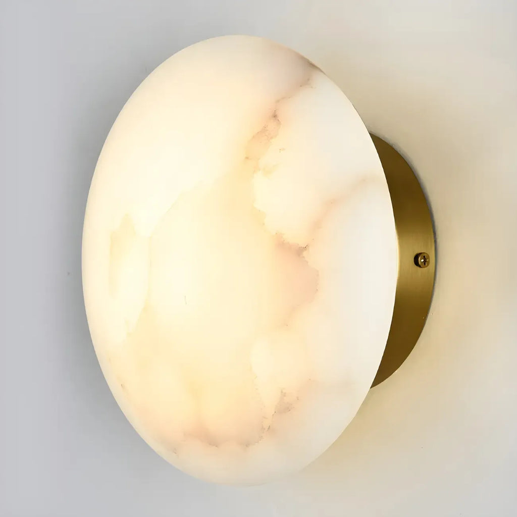 Contemporary LED Round Beige Stone Wall Sconce