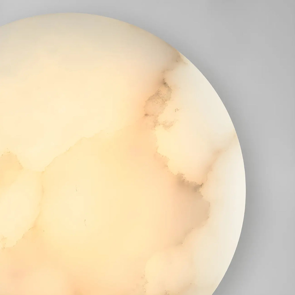 Contemporary LED Round Beige Stone Wall Sconce