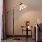 Brown Adjustable Metal Balance Arm Floor Lamp for Living Room